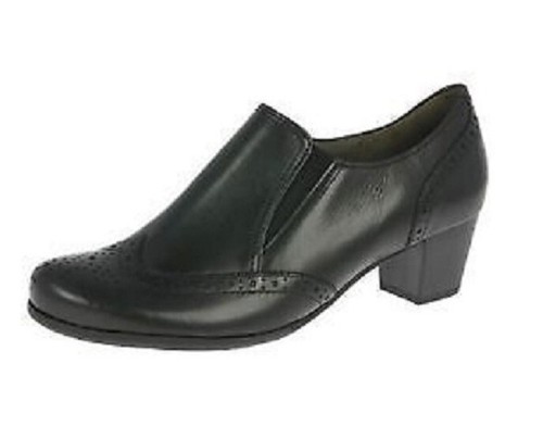 Gabor black leather mid heel - mid,
