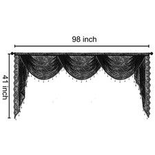 Vintage Embroidered Beaded Sheer Lace Swag Waterfall Curtain Valance Living Room