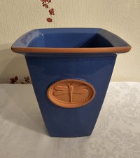 Vintage Wedgwood Sarah's Garden Blue & Terracotta Plant Pot with Dragonfly Motif