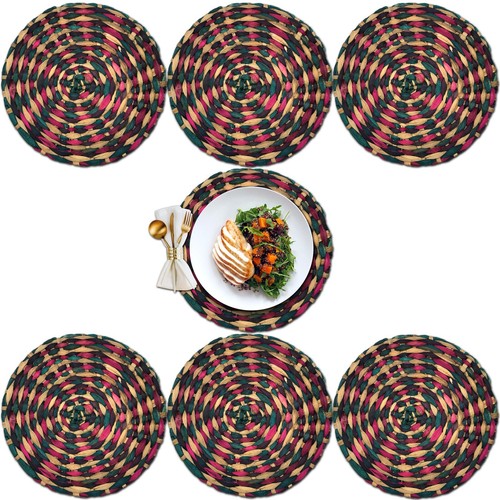 Round straw placemats water - round,