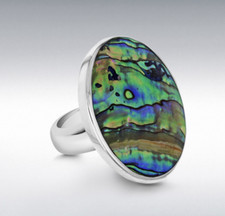 Sterling Silver Paua Shell Oval Dress Ring