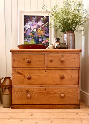 Antique victorian pine chest - victorian,