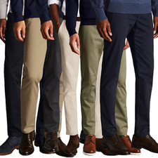 Ex-Store Mens Chinos Trousers Cotton Regular Fit Straight Stretch Relaxed Pants