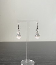 Silver Tone Cats Eyes Glass And Acrylic Drop Earrings