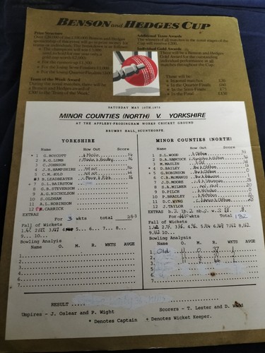 Minor counties yorkshire - counties, v
