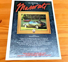 MASERATI BITURBO V6 + 425 1987 FRAMEABLE COLLECTIBLE ORIGINAL CLASSIC CAR ADVERT