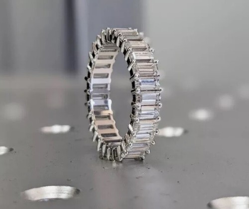 Silver baguette eternity ring - silver,