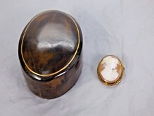 Vintage Shell Cameo Brooch Pendant Victorian Jewellery Oval Box Made in Italy