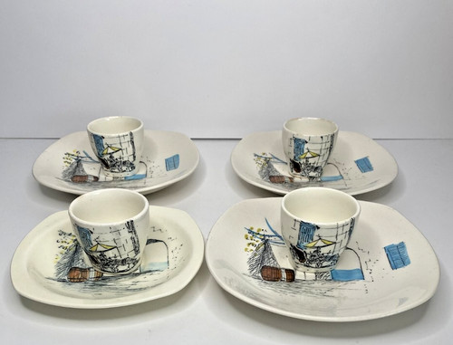Egg cups saucers midwinter - 4, &