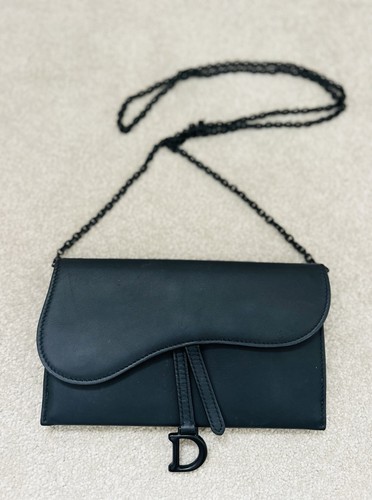 Dior mini black leather saddle - leather,