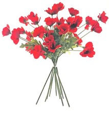 10 x Artificial Red 45cm Poppy