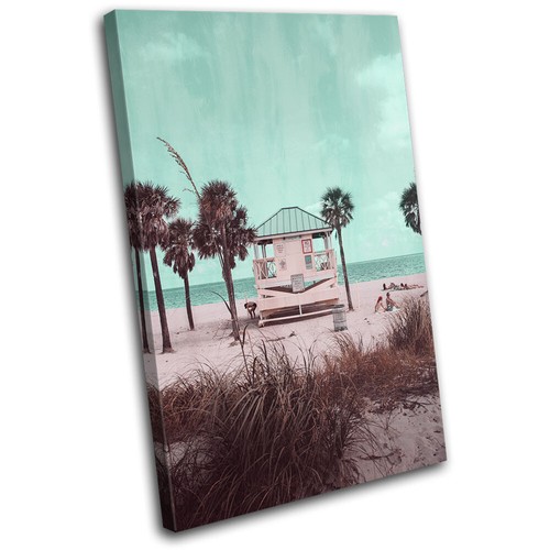 Pink teal beach - hut, summer