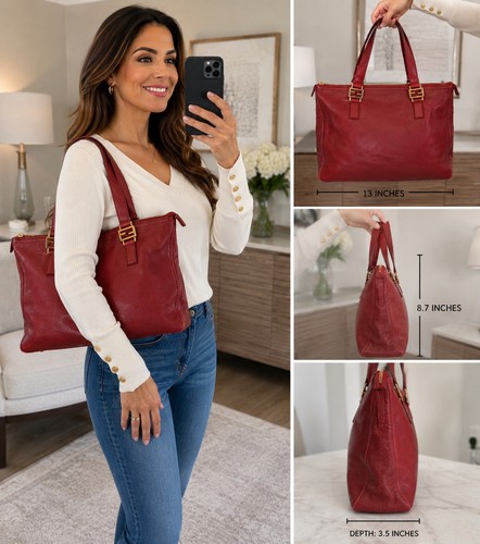 Fendi red leather tote - fendi,