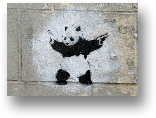 Banksy panda with - panda,