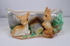 Vintage Hornsea Pottery Fauna Royal Jeunessa Log Vase Fawn & Rabbit Planter #87