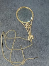 Florenza signed Lorgnette Gold Tone Eye Glass with Handle Shaped Like A Key