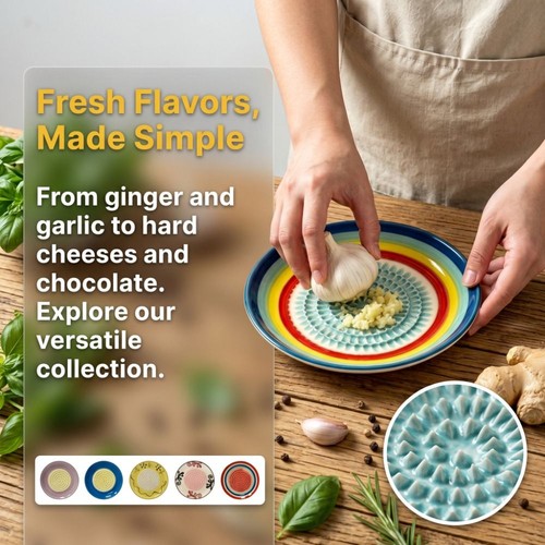 Ceramic garlic grater plate - ceramic,