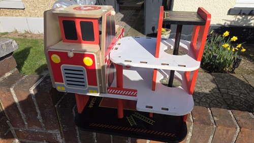 Wooden fire station playset - wooden, playset.