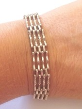 Vintage Sterling Silver 1970's Four Bar Gate Bracelet Hallmarked 13.8g 7" 11mm