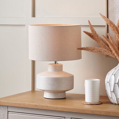 White ceramic table lamp - white, with