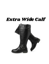 Women's Extra Wide Calf Knee High Boots, Wide Width Boots Low Heel, Black Sz 9.5