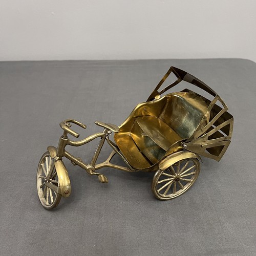 Vtg brass tricycle rickshaw - vtg,