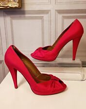 Hobbs Size 6.5 / EU 40 Raspberry Fuschia Pink Peep Toe Platform Heel Party Shoe