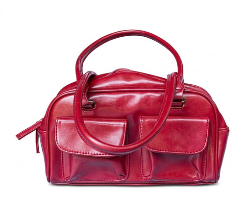 Stylish red leather handbag - stylish,