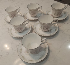 Set of 6 Royal Sutherland H M Rare Fluted Cups & Saucers Vintage Very good Cond