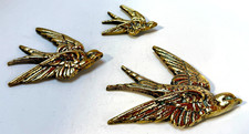 Set of Three Vintage Wall Hanging Brass Birds