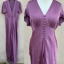GHOST DEPLPHINE VINTAGE DECO 30s LILAC PURPLE SATIN CREPE MAXI DRESS Hollywood L