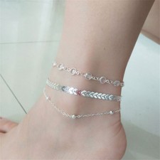 Womens Ankle Bracelet Silver