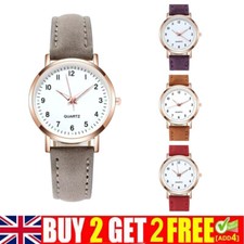 Watch For Ladies Women Girls Fashion PU Leather Strap Quartz Wristwatch Gift UK
