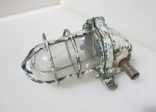 Vintage Brass Ship Lamp Bulkhead Cabin Light Old Glass Dome Antique Nautical