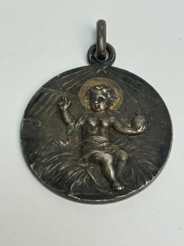 Antique silver metal pendant - silver,