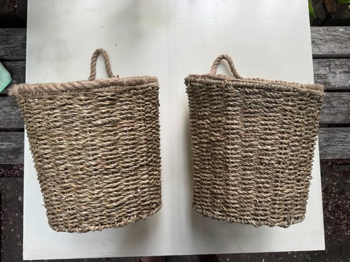 Pair woven seagrass rattan - of,
