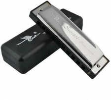 SWAN SILVER HARMONICA 10 Hole Key of - C Rock Jazz (C) UK Seller