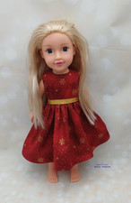 Christmas Dress to fit Designafriend Design a Friend Little Sister 14" 35cm Doll
