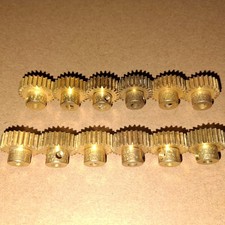 12 x #25  SUPERB SHINY BRASS MECCANO  25 TEETH PINION GEAR(ALL ARE"MFEA" STAMPED
