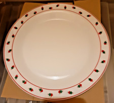 Vintage Arcopal Milk Glass Geometric Red Green Square design 10" Dinner Plates