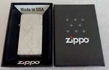 1974 Zippo Lighter - Chrome Slim Cross Hatched Design - Vietnam Era