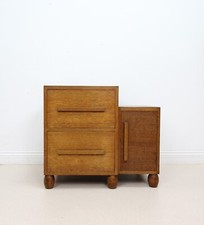 Vintage Art Deco Small 2 Drawer Chest of Drawers with Side Cupboard