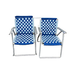 2 Folding Macrame Chairs Blue