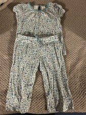 Mini Boden Short Pyjamas Age 2-3 Floral Design In Pale Green And Blue