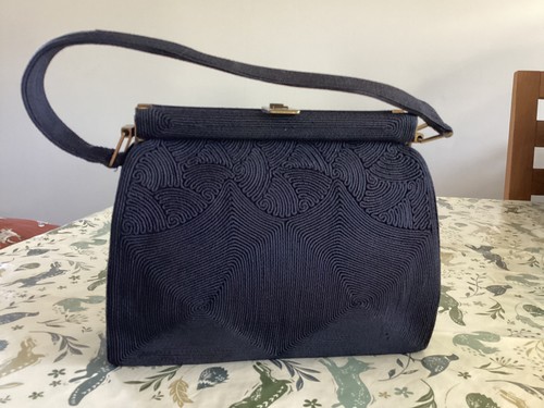 Vintage corde navy handbag - vintage,