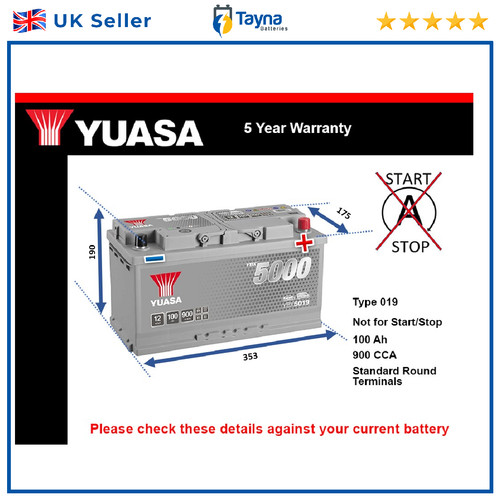 Car battery ybx5019 yuasa 019 - battery,