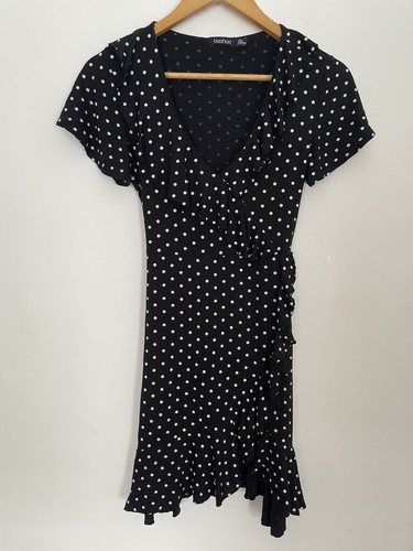 Boohoo black polka dot - dot, ruffle