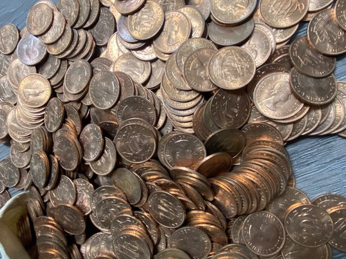 100 half pennies - half,