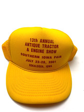 Oskaloosa Iowa 13th Annual Tractor Engine Show 2001 Hat Cap Snapback Yellow A1C