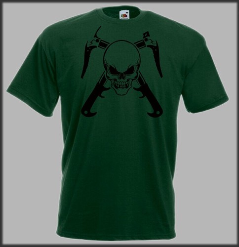 Green climbing ice axe skull - ice,